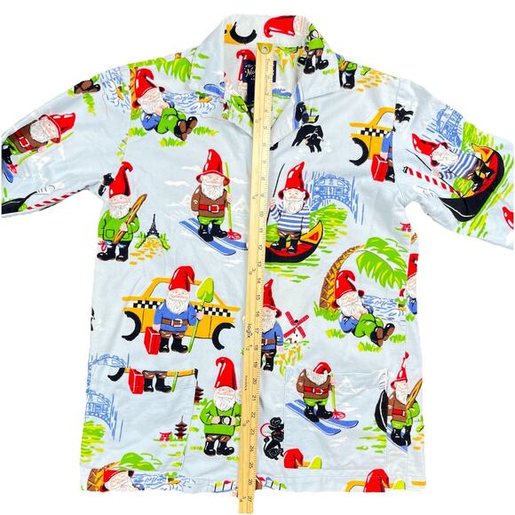 Nick & Nora Flannel Pajama Set Traveling Gnome 100% Cotton Women’s Small Comfy - Picture 4 of 8